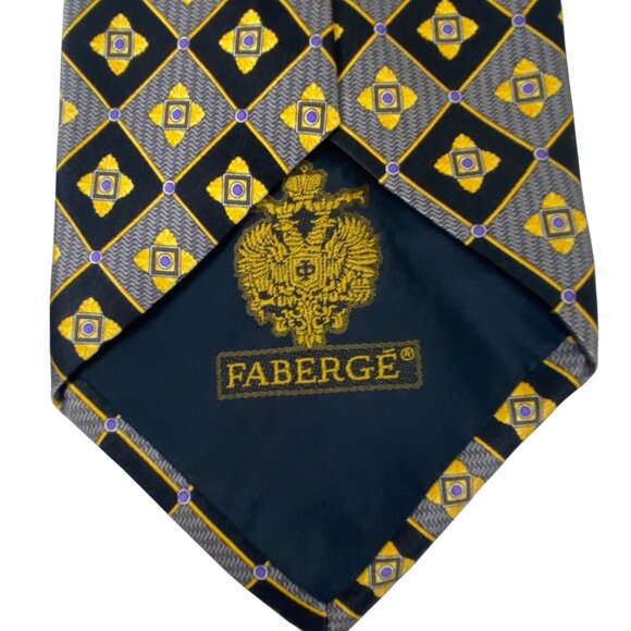 Fabergé Tie Ties for Men for sale | eBay Faberge No 107 Silk Tie | Black Gold | Geometric Diamond | Handmade USA